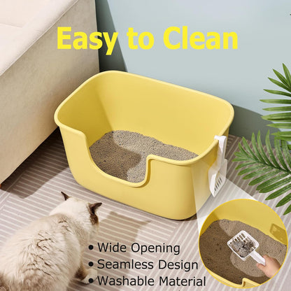 SpaceTime Extra Large Litter Box with High Sides,XL Low Entry Multi Cat Litter Pan for