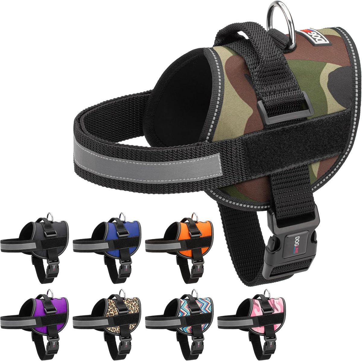 Dogline Dog Harness, Reflective No-Pull Adjustable Vest with Handle for Walking, Training