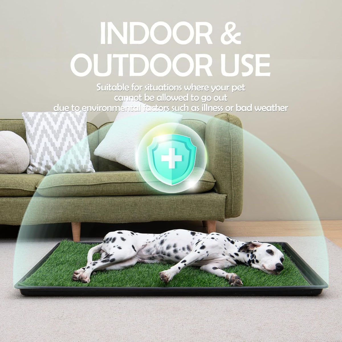 MEEXPAWS Dog Grass Pee Pads for Dogs with Tray | Large 34×23 in | 2× Dog Artificial Grass Pads
