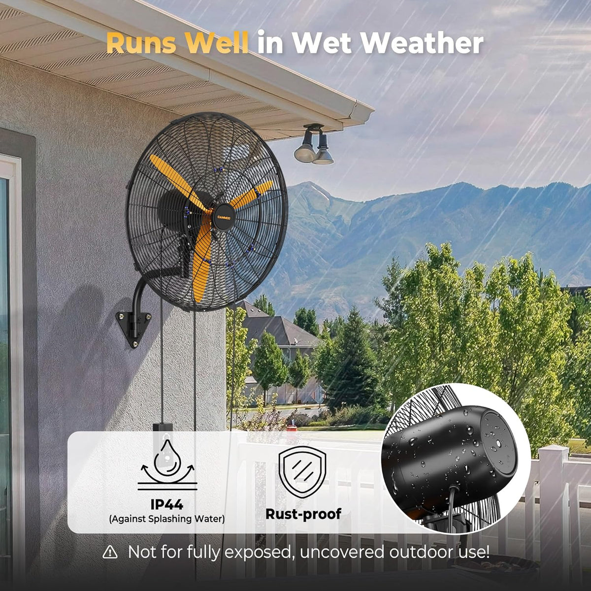 24 Inch Oscillating Misting Wall Mount Fan, Extra Long 3.9ft Wired Remote and 9.8ft Power Cord
