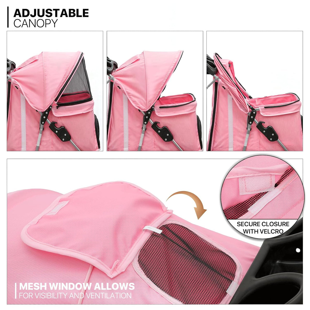 MoNiBloom 3-Wheels Foldable Pet Stroller with Waterproof Cover, Pet Strolling Cart for Small/Medium