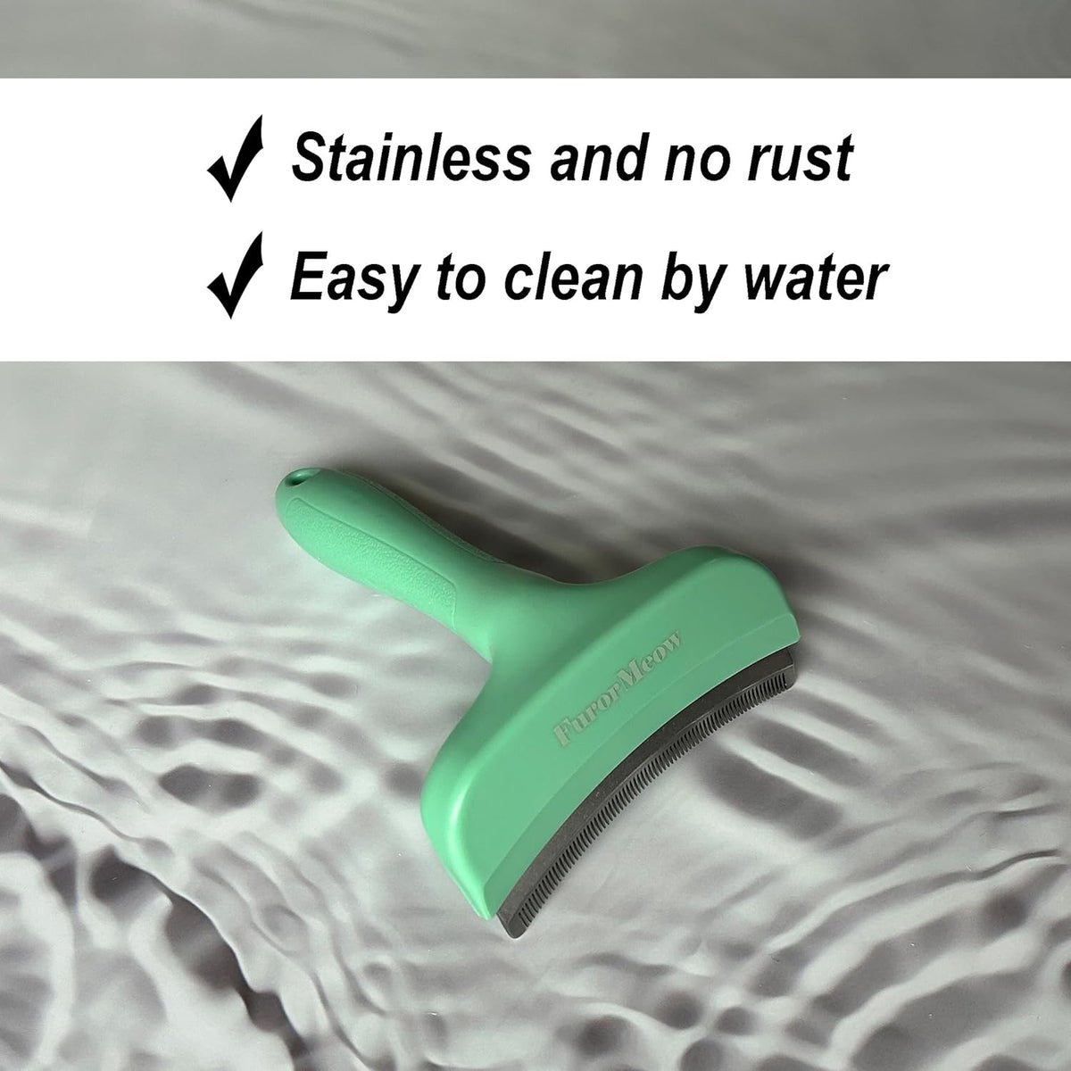 Pet Deshedding Tool with Curve Blade, Cat Grooming Brush, Tight V-shaped Teeth Shedding Comb for