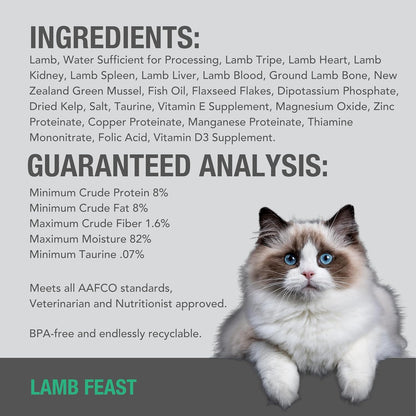 Feline Natural New Zealand Canned Catfood Wet Food, High-Meat, Low-Carb, & Grain Free Cat Food Wet