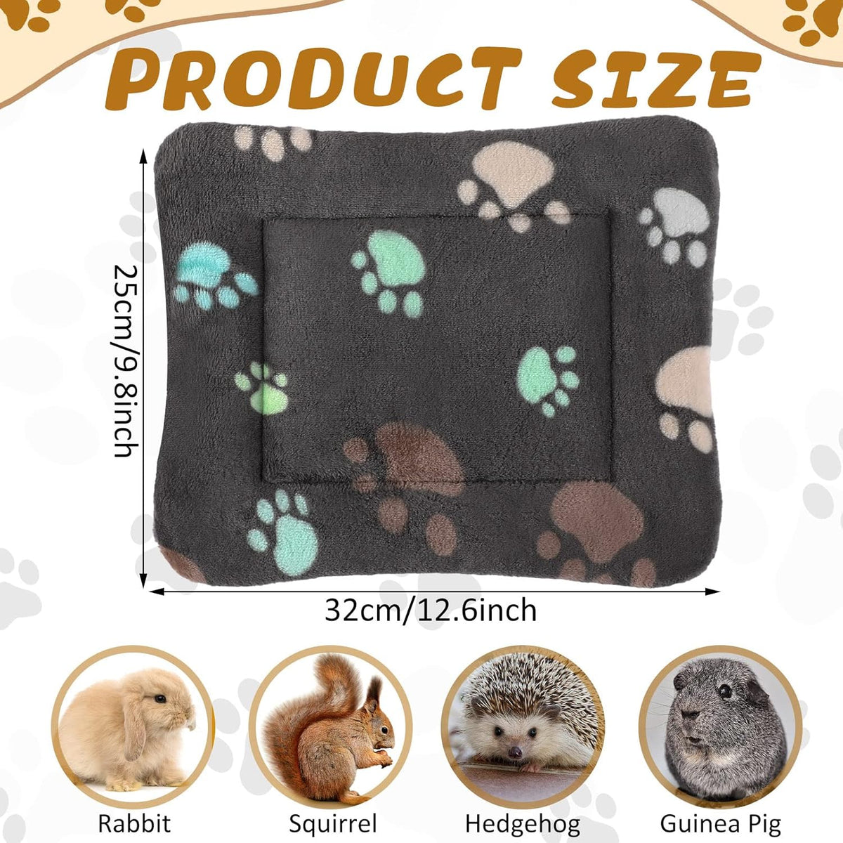 4 Pack Ultra Soft Dog Cat Bed Mat with Cute Prints Reversible Fleece Dog Crate Kennel Pad Cozy