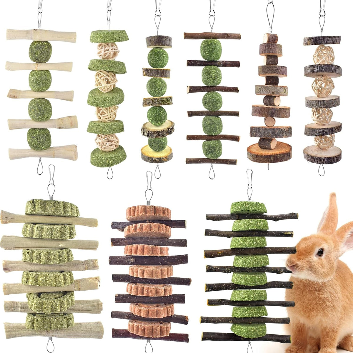 ERKOON Bunny Chew Toys, Rabbit Chew Toys for Teeth Grinding, Improve Dental Health, 100% Natural
