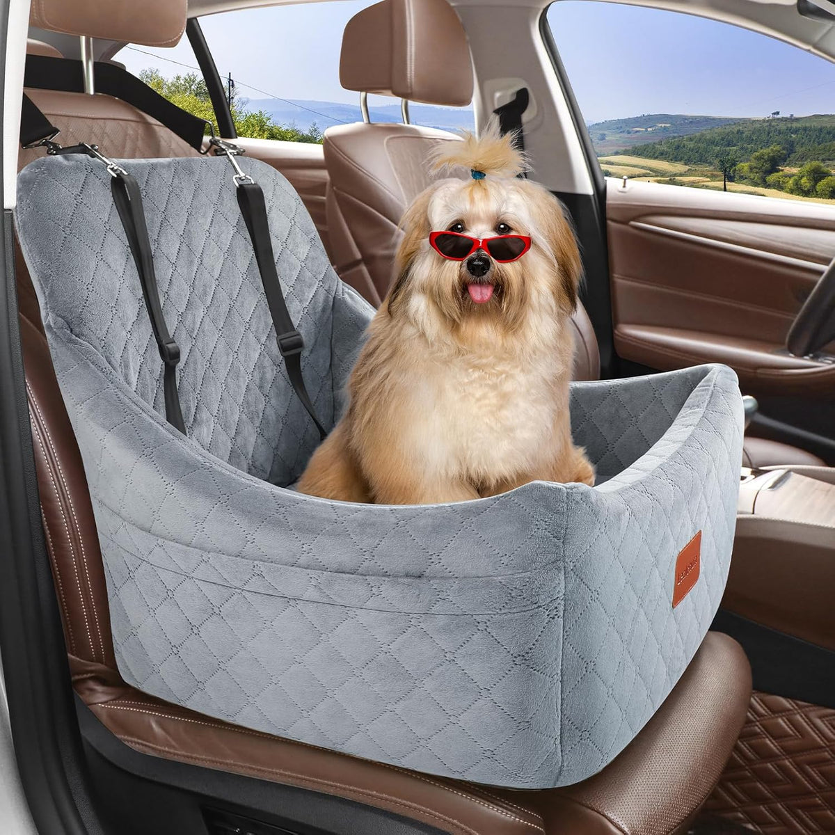 Dog Car Seat for Medium Dogs Up to 35lbs,Fully Detachable and Washable,Easy to Install with