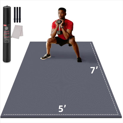 Large Exercise Mat for Home Workout,12‘x6’/10'x6'/9'x6'/8'x6'/7'x5'/6'x4' (7mm) Extra Thick Workout