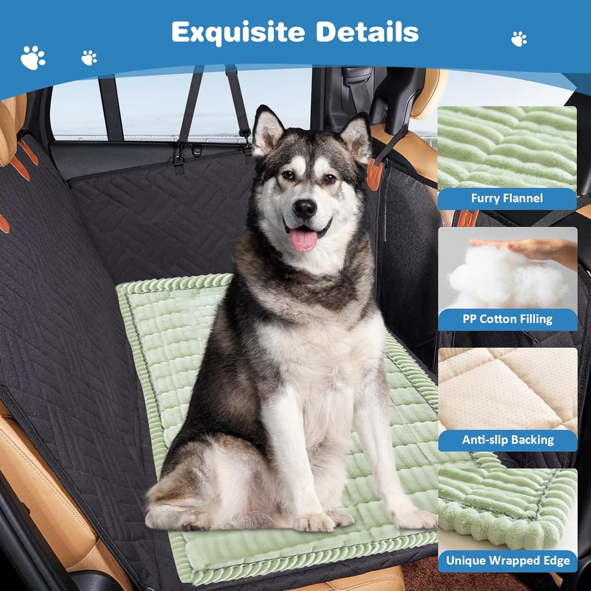 VClife Dog Car Seat Cover for Backseat Extender, Anti Slip Dog Bed Mat Travel Blanket, Pet Friendly