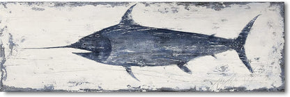Yihui Arts Indigo Blue Swordfish Canvas Wall Art Painting Pictures for Living Room Bedroom Bathroom
