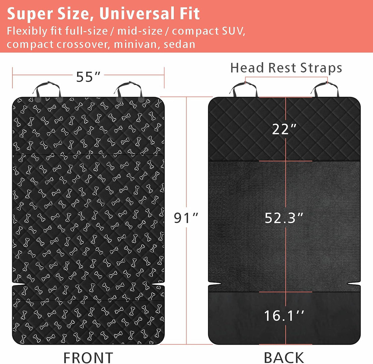 F-color SUV Cargo Liner for Dogs, Water Resistant Pet Cargo Cover Dog Seat Cover Mat for SUVs