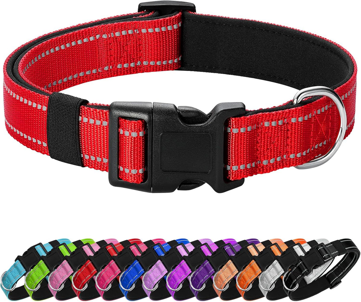 Reflective Dog Collar Padded with Soft Neoprene Breathable Quick Release Basic Dog Collars for