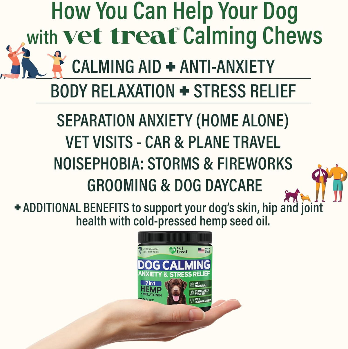 Hemp Calming Chews for Dogs - Dog Calming Chews - Anxiety Relief Treats with Melatonin - Advanced