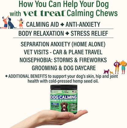 Hemp Calming Chews for Dogs - Dog Calming Chews - Anxiety Relief Treats with Melatonin - Advanced