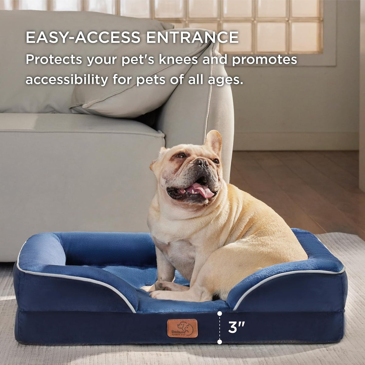 Bedsure Orthopedic Dog Bed Medium Size Dogs - Washable Medium Dog Cat Bed Waterproof, Comfort Pet