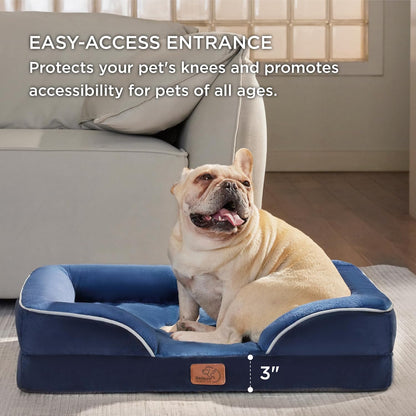Bedsure Orthopedic Dog Bed Medium Size Dogs - Washable Medium Dog Cat Bed Waterproof, Comfort Pet