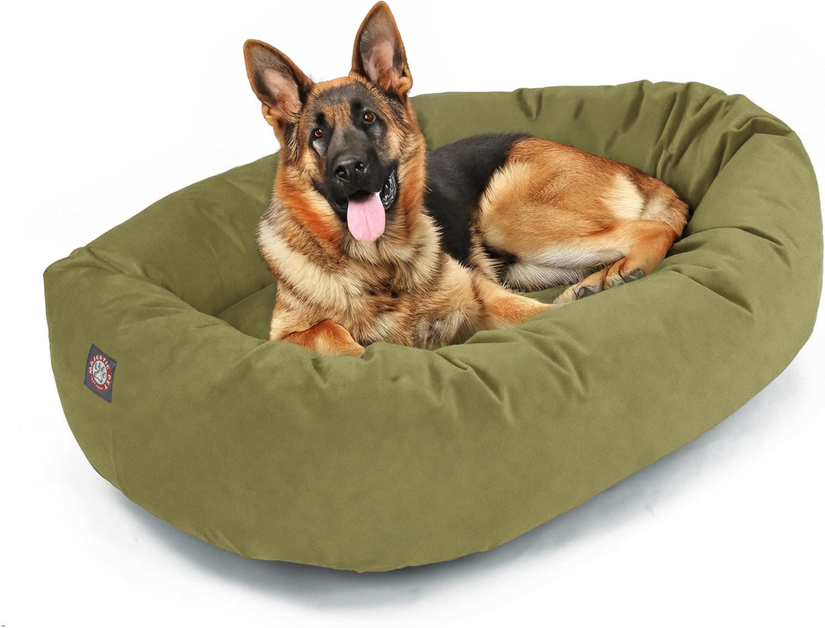 Majestic Pet 52 Inch Suede Calming Dog Bed Washable 52x35x11 (Inch) – Cozy Soft Round Donut Dog Bed