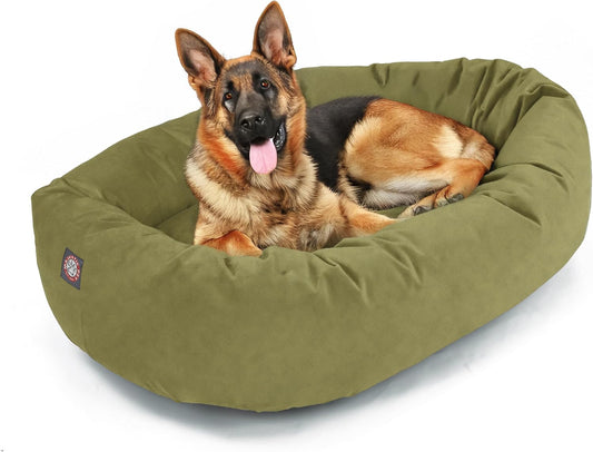 Majestic Pet 52 Inch Suede Calming Dog Bed Washable 52x35x11 (Inch) – Cozy Soft Round Donut Dog Bed