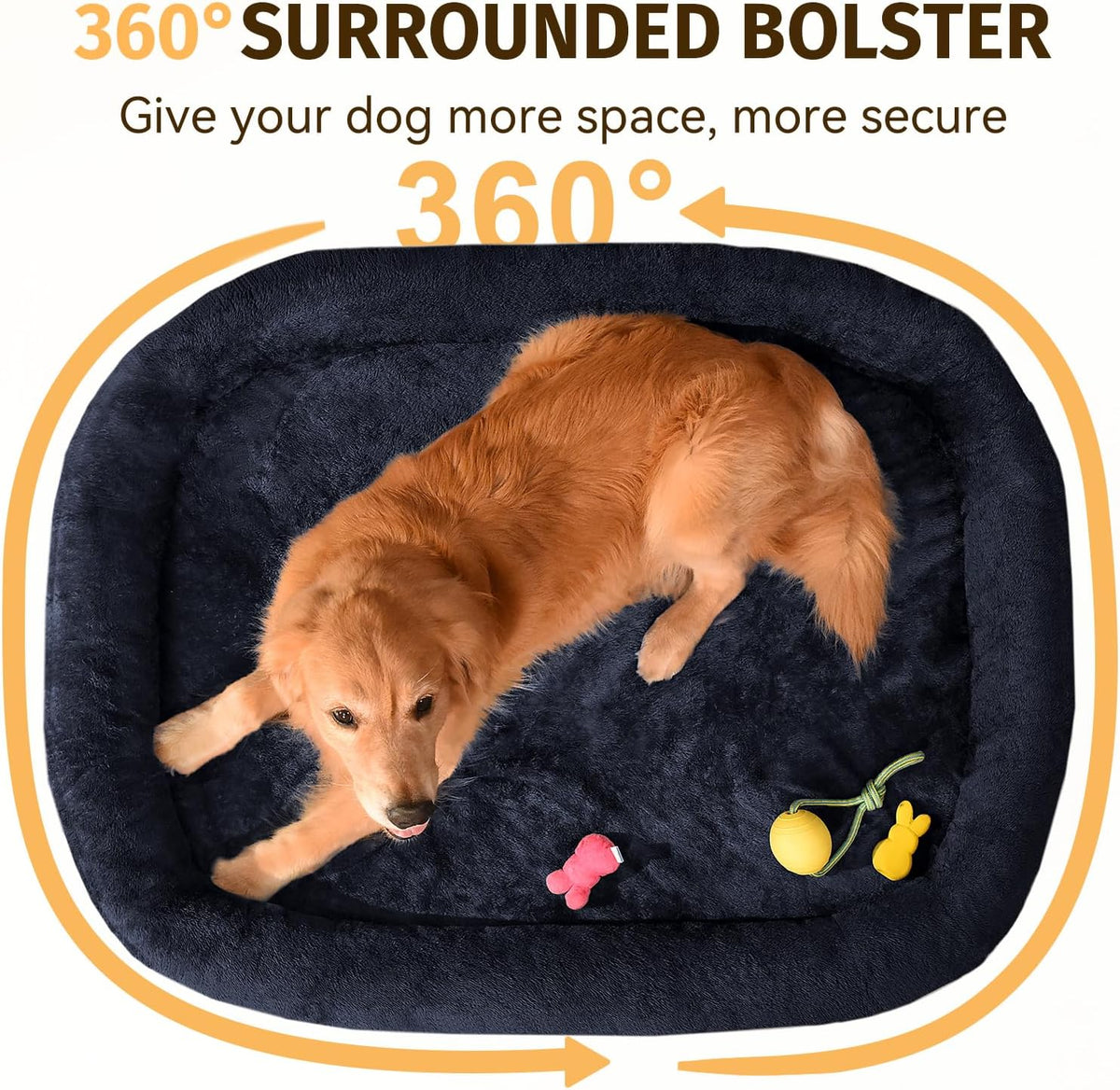 Orthopedic Waterproof Large Dog Bed: Memory Foam Washable Dog Bed with Bolsters - XL Removable