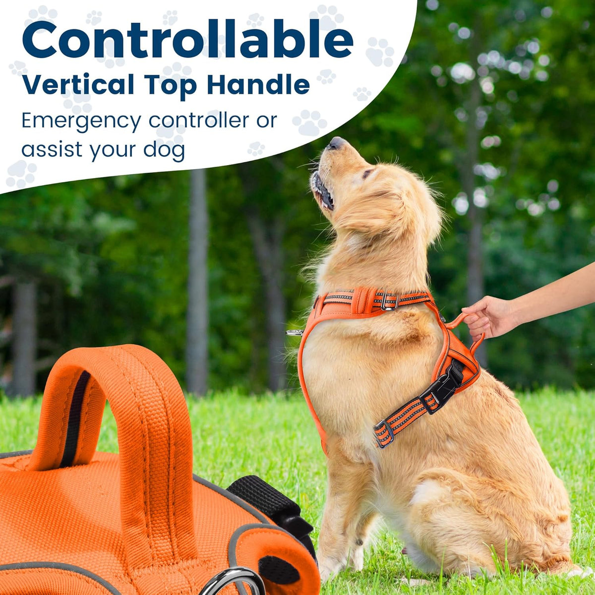 Funfox Dog Harness No Pull, Adjustable Pet Vest Harness, Super Soft Material with Vertical Handle