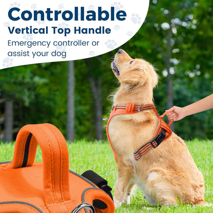Funfox Dog Harness No Pull, Adjustable Pet Vest Harness, Super Soft Material with Vertical Handle