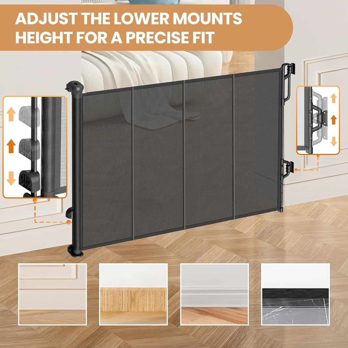 Reinforced Retractable Baby Gate or Mesh Dog Gate,Easy to Use for Stairs, Doorways, Hallways