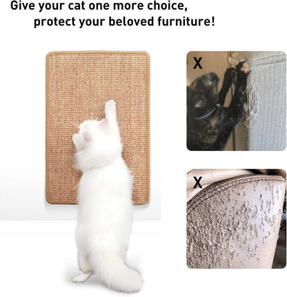 FUKUMARU Cat Scratcher Mat, 23.6 X 15.7 Inch Natural Sisal Cat Scratch Mats, Horizontal Cat Floor