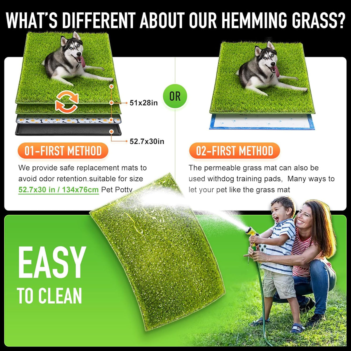 Hompet Artificial Grass for Dogs, 51"x28", Professional Dog Grass Mat, Easy to Clean with Drainage