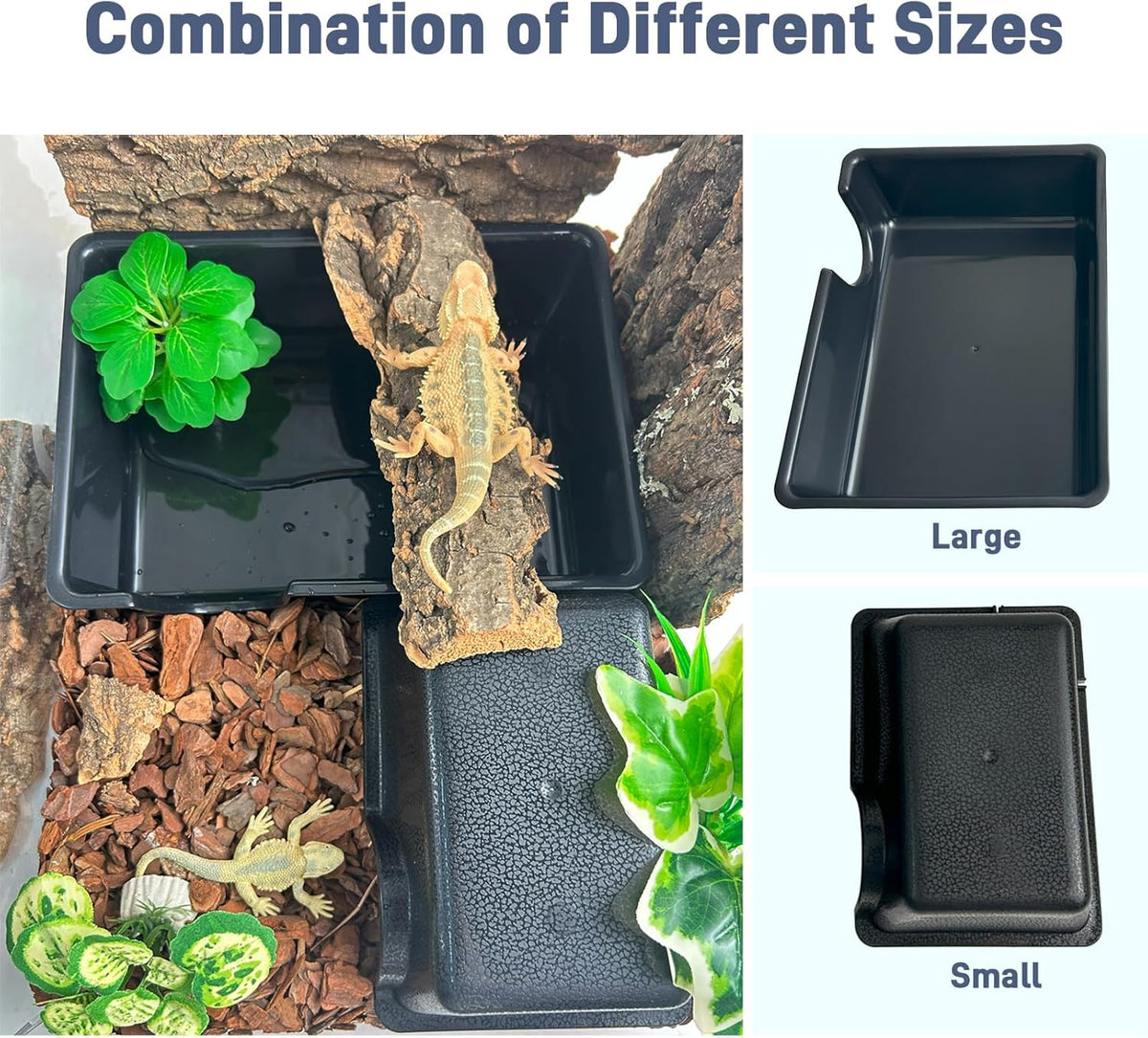 Small 2 Pcs Humid Hideout Cave for Reptiles, Snake Hide for Ball Pythons, Gecko Hide, Leopard