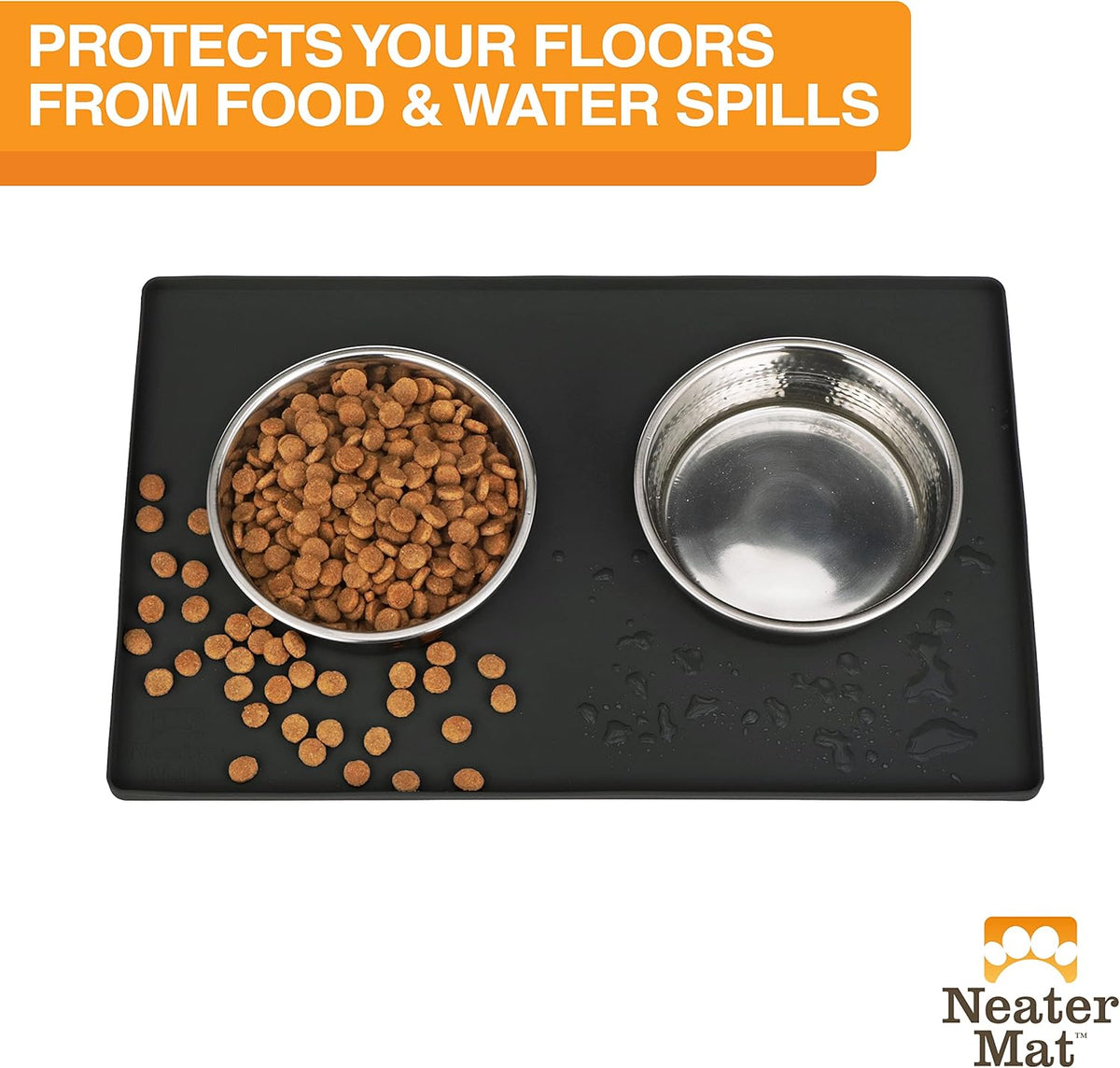 Neater Pet Brands Neater Mat Pet Mats for Food and Water, Cat & Dog Bowl Mat Waterproof Silicone