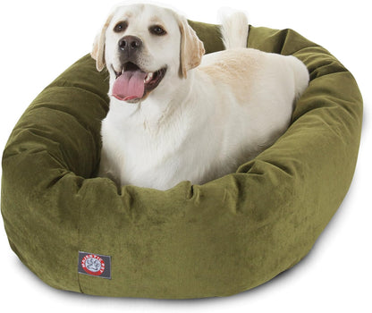 Majestic Pet 40 Inch Micro Velvet Calming Dog Bed Washable 40x29x9 (inch) – Cozy Soft Round Donut