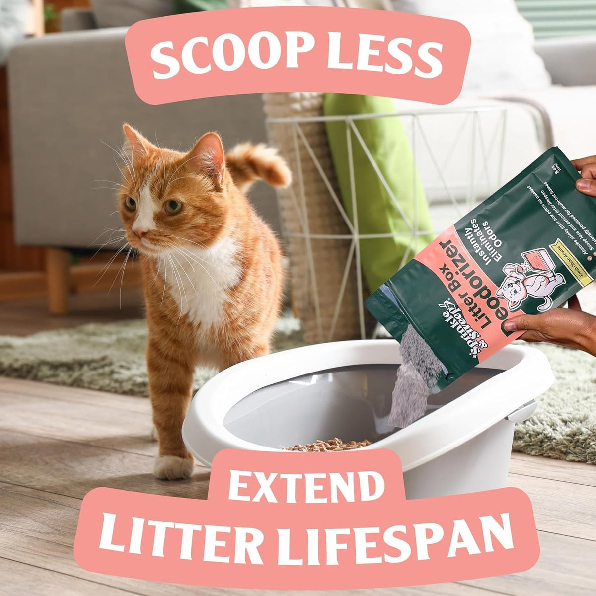 Sprinkle & Sweep Litter Box Deodorizer - Cat Litter Deodorizer Non Toxic and Safe for Kittens
