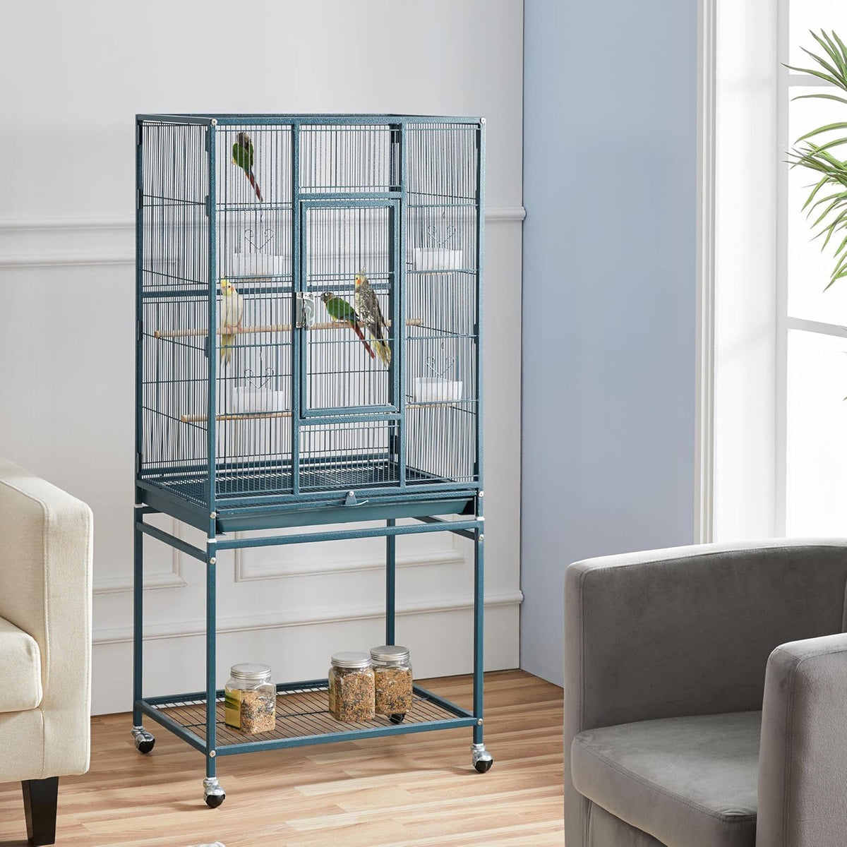 Yaheetech 54inch Metal Large Parrot Parakeet Flight Bird Cage w/Rolling Stand for Small Parrots