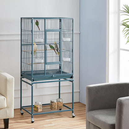 Yaheetech 54inch Metal Large Parrot Parakeet Flight Bird Cage w/Rolling Stand for Small Parrots