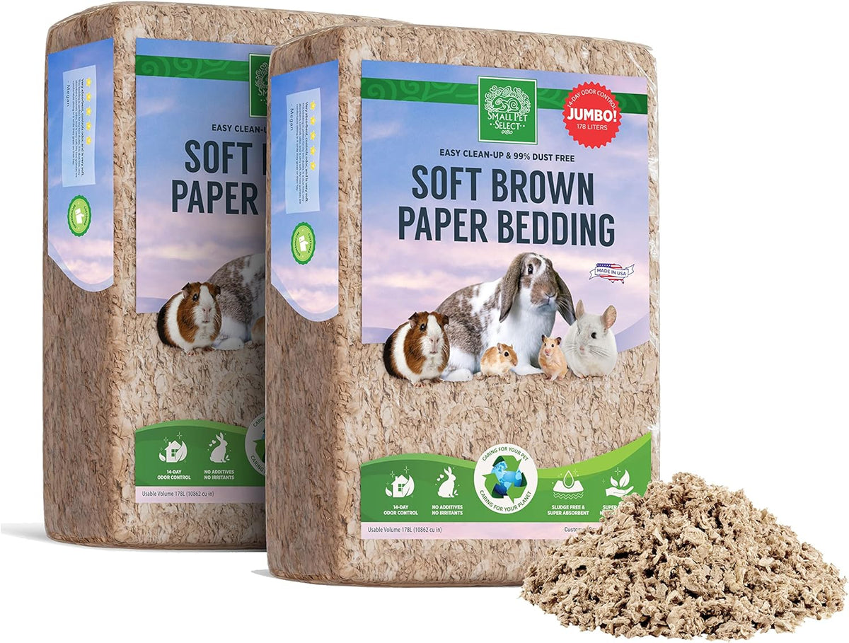 Small Pet Select Brown Natural Paper Bedding, Soft Animal Bedding with Odor Control for Guinea Pig