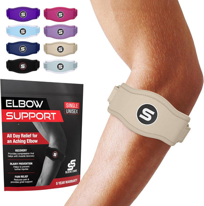 Sleeve Stars Tennis Elbow Brace for Women - Adjustable Tennis Strap, Golfers Elbow Brace for Men