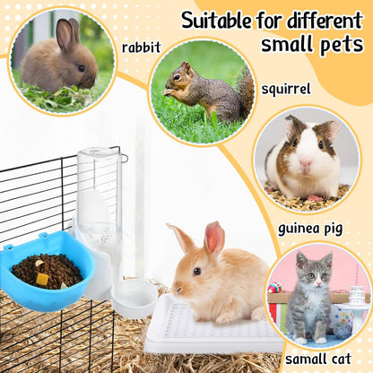 19 Pcs Rabbit Starter Kit Small Bunny Litter Box Animal Grooming Kit Water Bottle Bunny Toys Hay