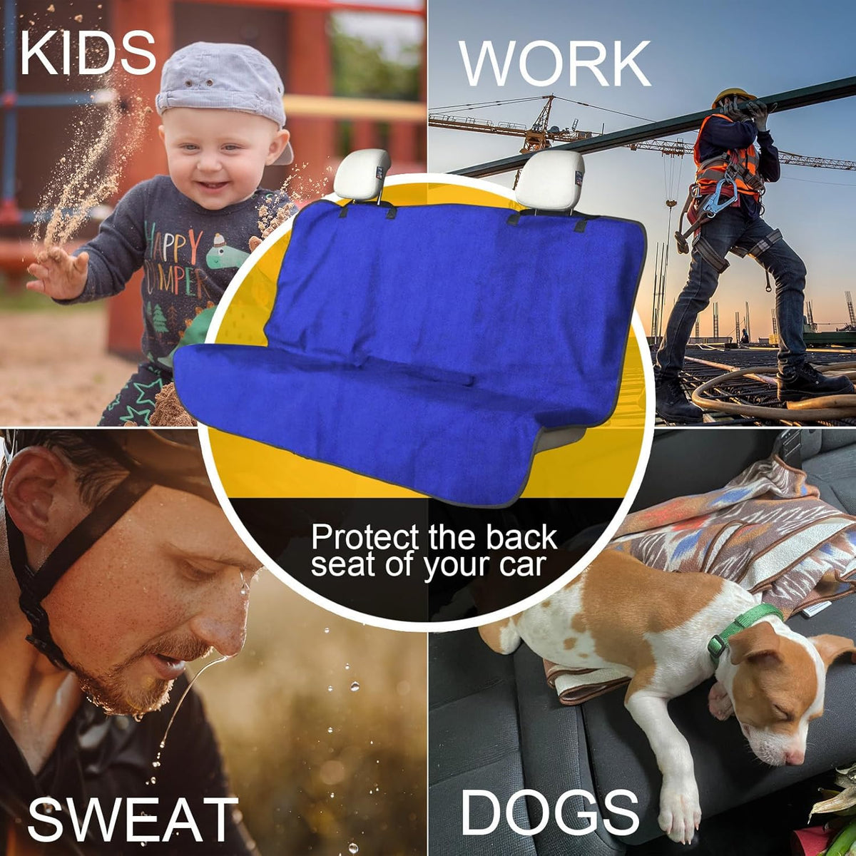 Back Seat Cover for Car Trucks Van SUV,Waterproof Rear Bench Towel Seat Covers for Dogs and