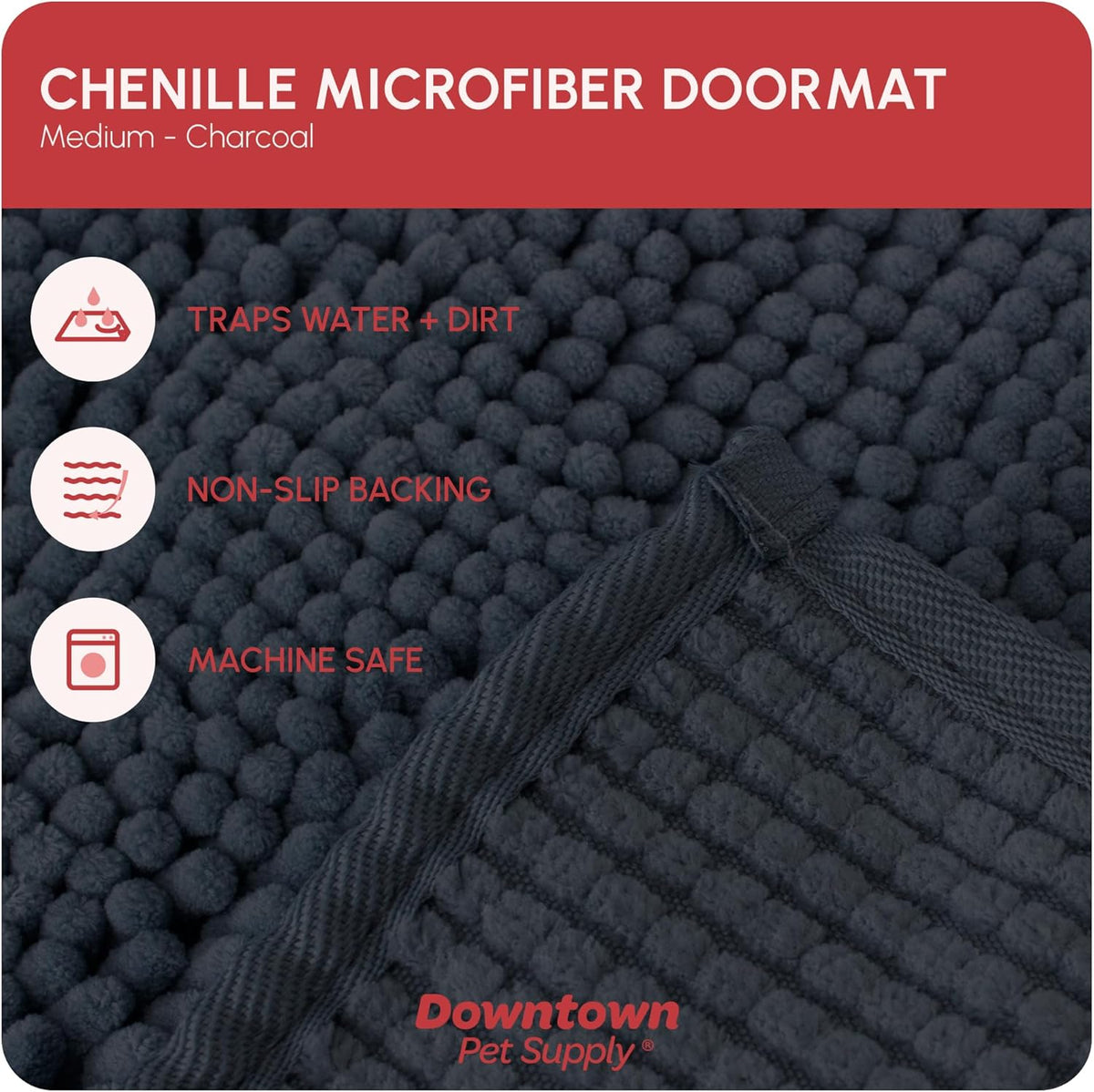 My Doggy Place Microfiber Dog Mat for Muddy Paws, 31" x 20" Charcoal - Absorbent and Quick-Drying