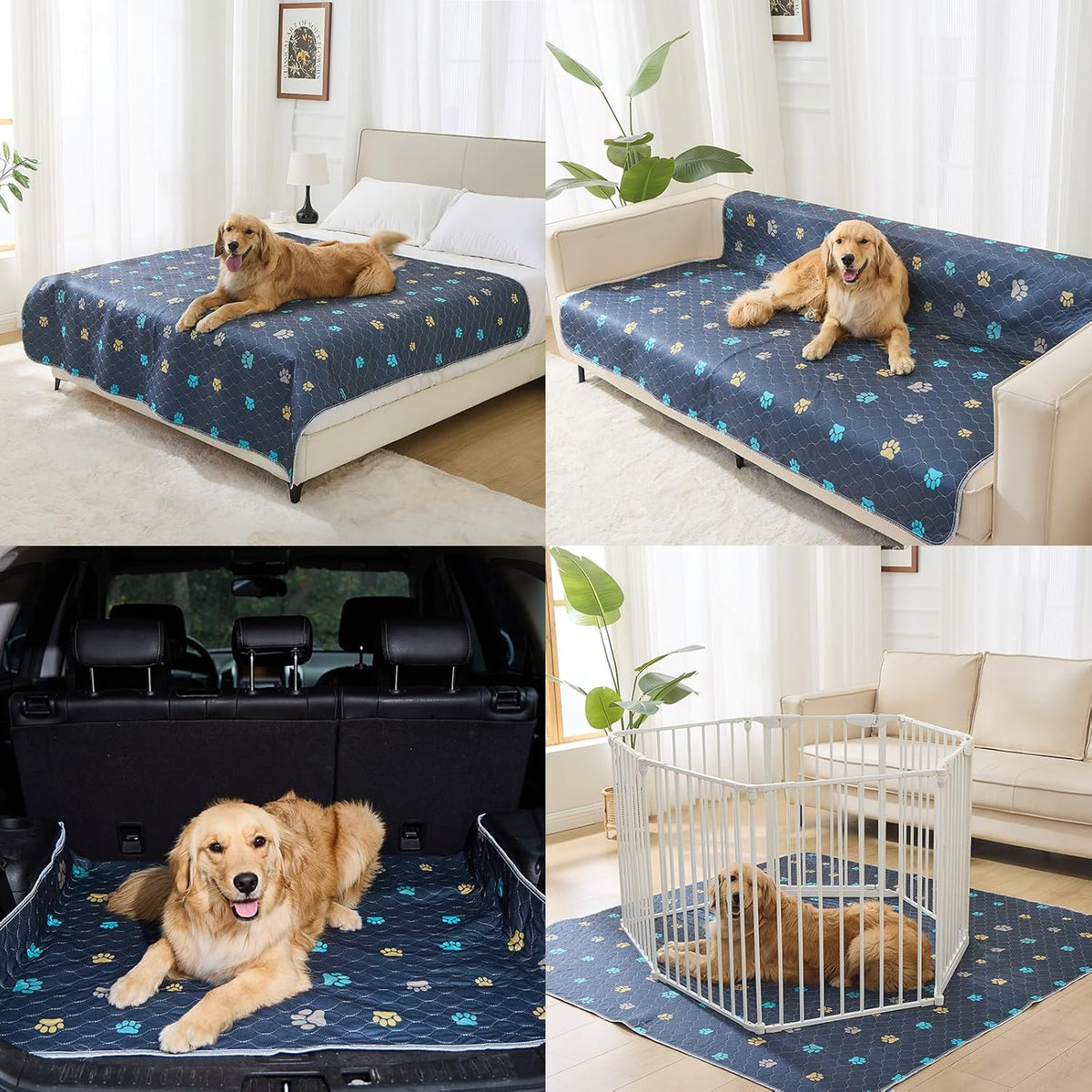 Aitmexcn Washable Puppy Dog Pee Pad, 2PCS 100% Waterproof Whelping Training Mat for Puppy/Senior