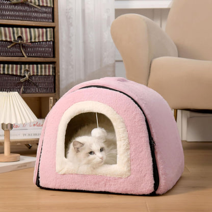 Cat Bed for Indoor Cats，Foldable cat cave，Anti-Slip & Water-Resistant Bottom，cat Houses for Indoor