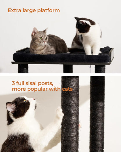 FourFurPets 26.7in Cat Tree Tower Condo, Cat Scratch Posts for Indoor Cats, Big Plate, Three 23.6in