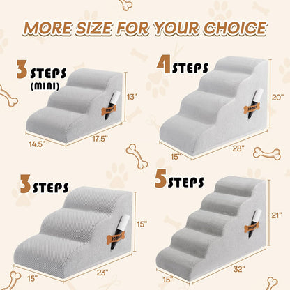 Romrol Dog Stairs Ramp for High Beds Couches, High Density Foam Pet Steps with Durable Non-Slip