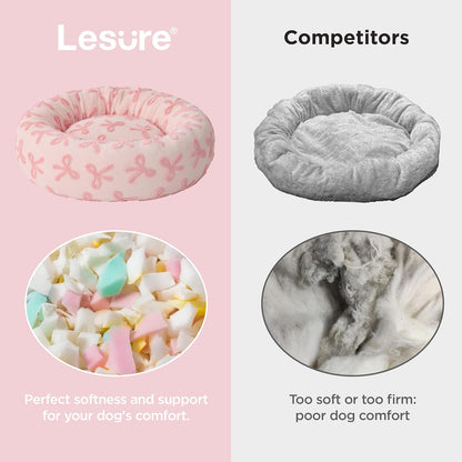 LE SURE Donut Small Dog Bed - Round Cat Beds for Indoor Cats Anti-Anxiety Calming Pet Beds