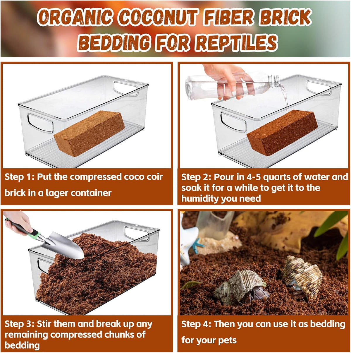 Legigo 6 Pack Compressed Coconut Fiber Substrate - 100% Organic Coconut Fiber Brick Bedding for