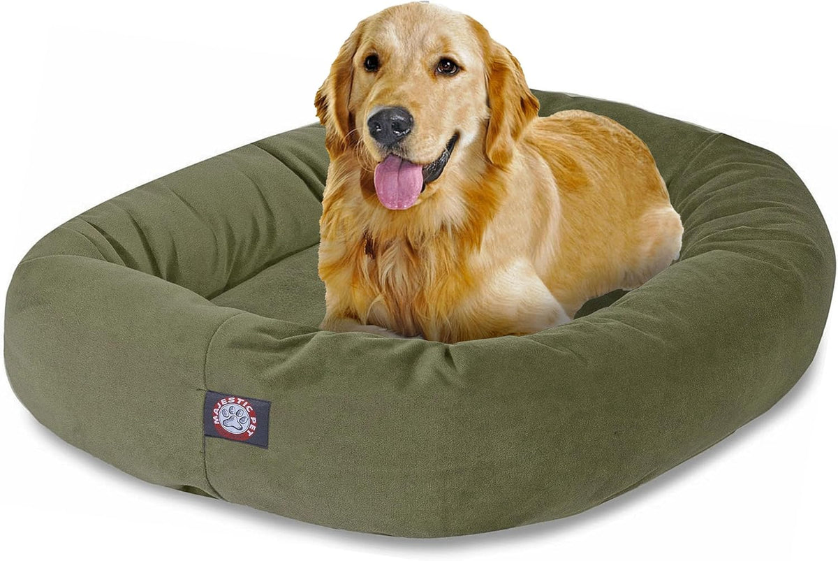 Majestic Pet 40 Inch Suede Calming Dog Bed Washable 40x29x9 (Inch) – Cozy Soft Round Donut Dog Bed