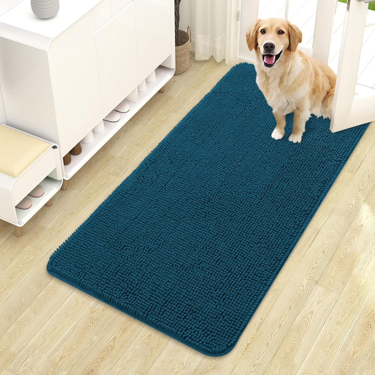 OLANLY Dog Door Mat for Muddy Paws 44x24, Absorbs Moisture and Dirt, Absorbent Non-Slip Washable