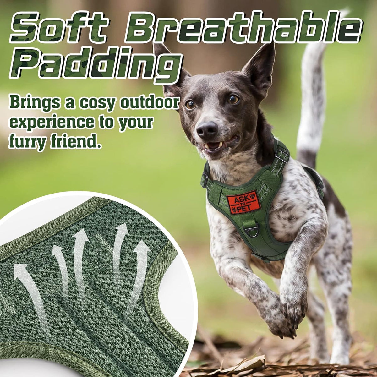 rabbitgoo Tactical Dog Harness Medium Sized Dog, No Pull Military Service Vest with Handle & Molle