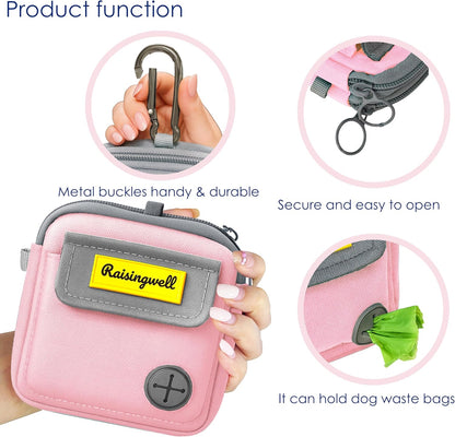 Dog Treat Pouch for Pet Walking and Training with Clicker Poop Bags and Three Bags Design Small