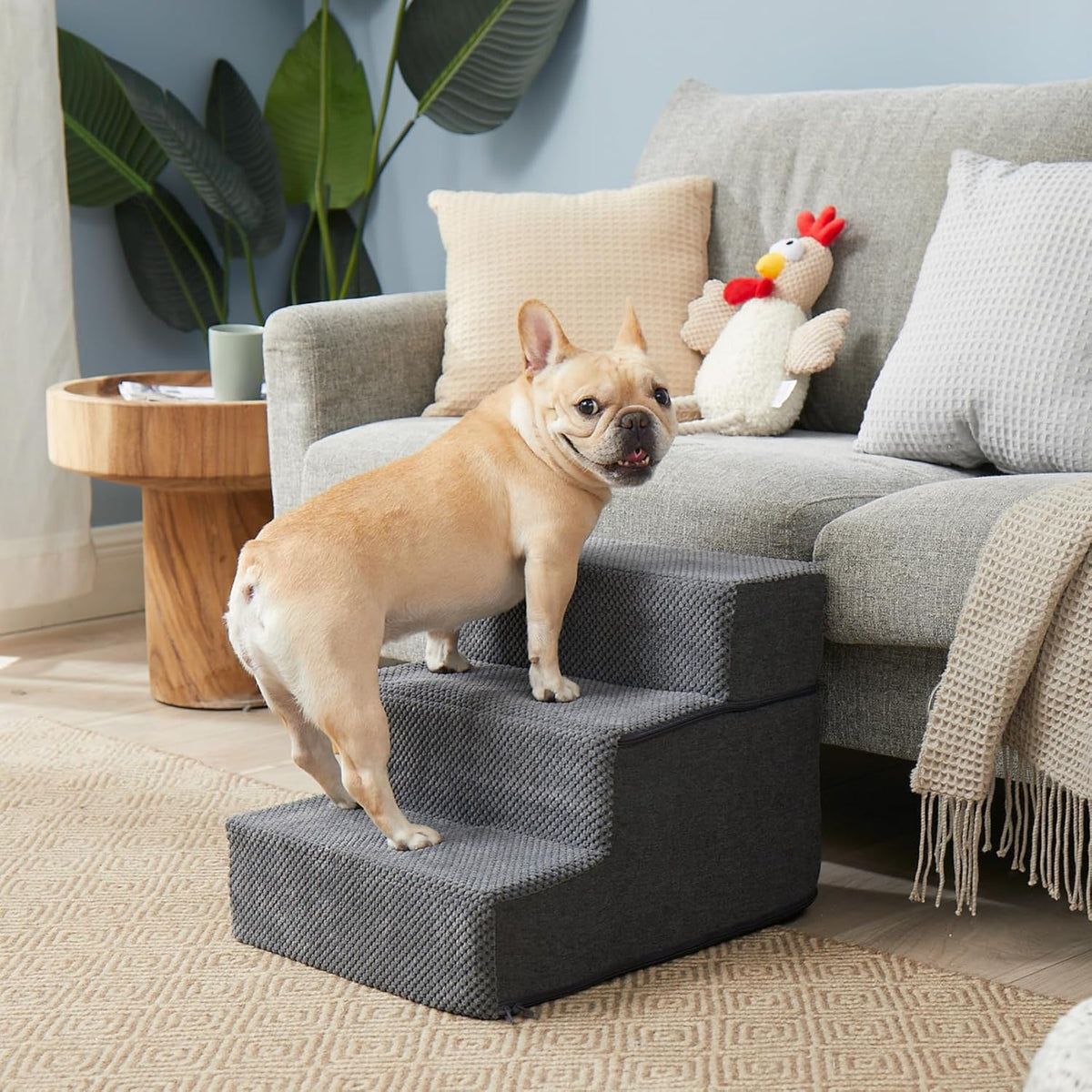 EHEYCIGA Dog Stairs for Small Dogs 13.5" H, 3-Step Dog Steps for Couch Sofa and Chair, Pet Steps