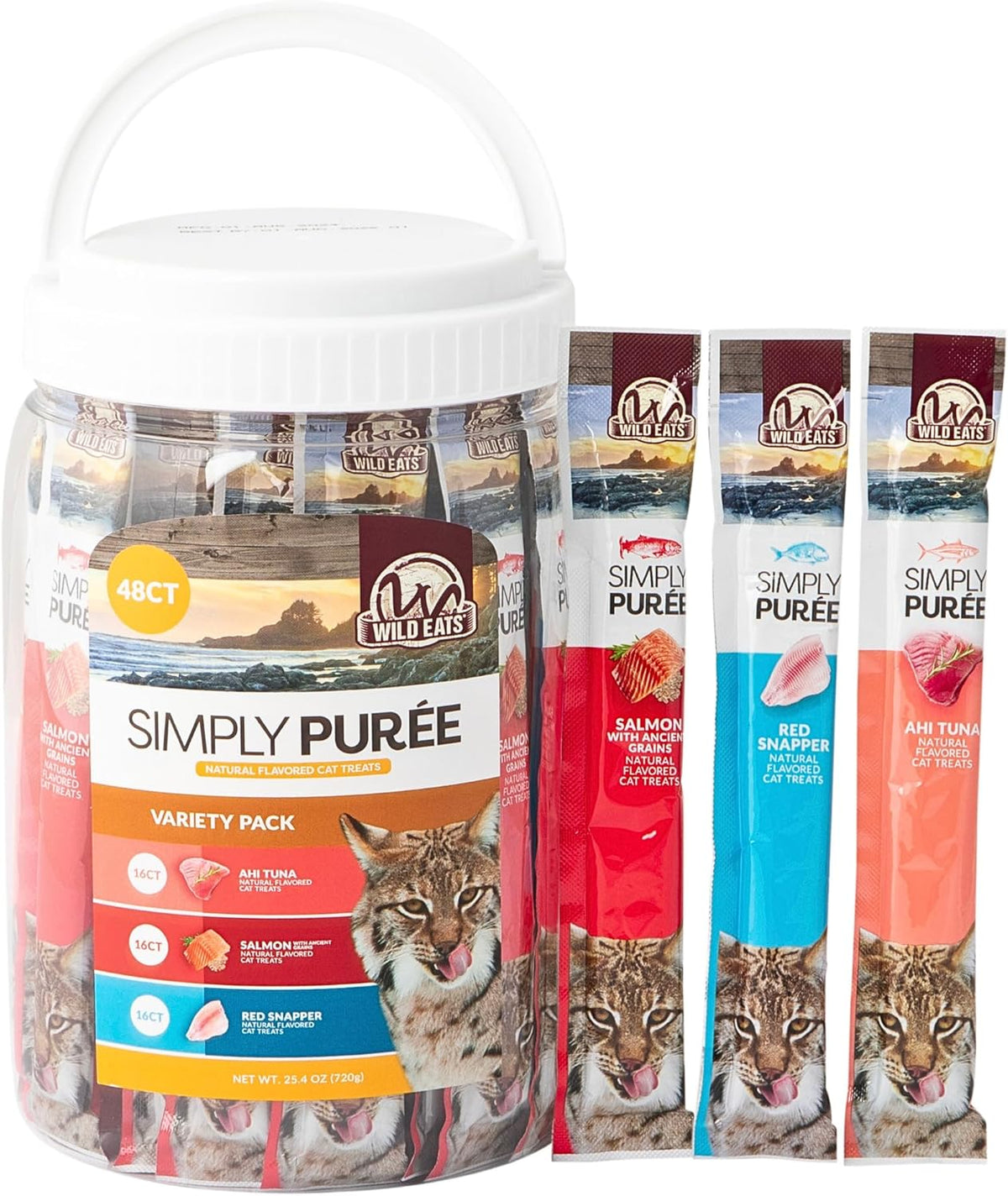 Simply Puree Variety Tub for Cats | 48 Individual Servings of All-Natural, High-Protein Puree